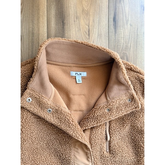FLX Sherpa Fleece Vest Cinnamon Brown Soft Women's XL Snap Pockets - Picture 2 of 6